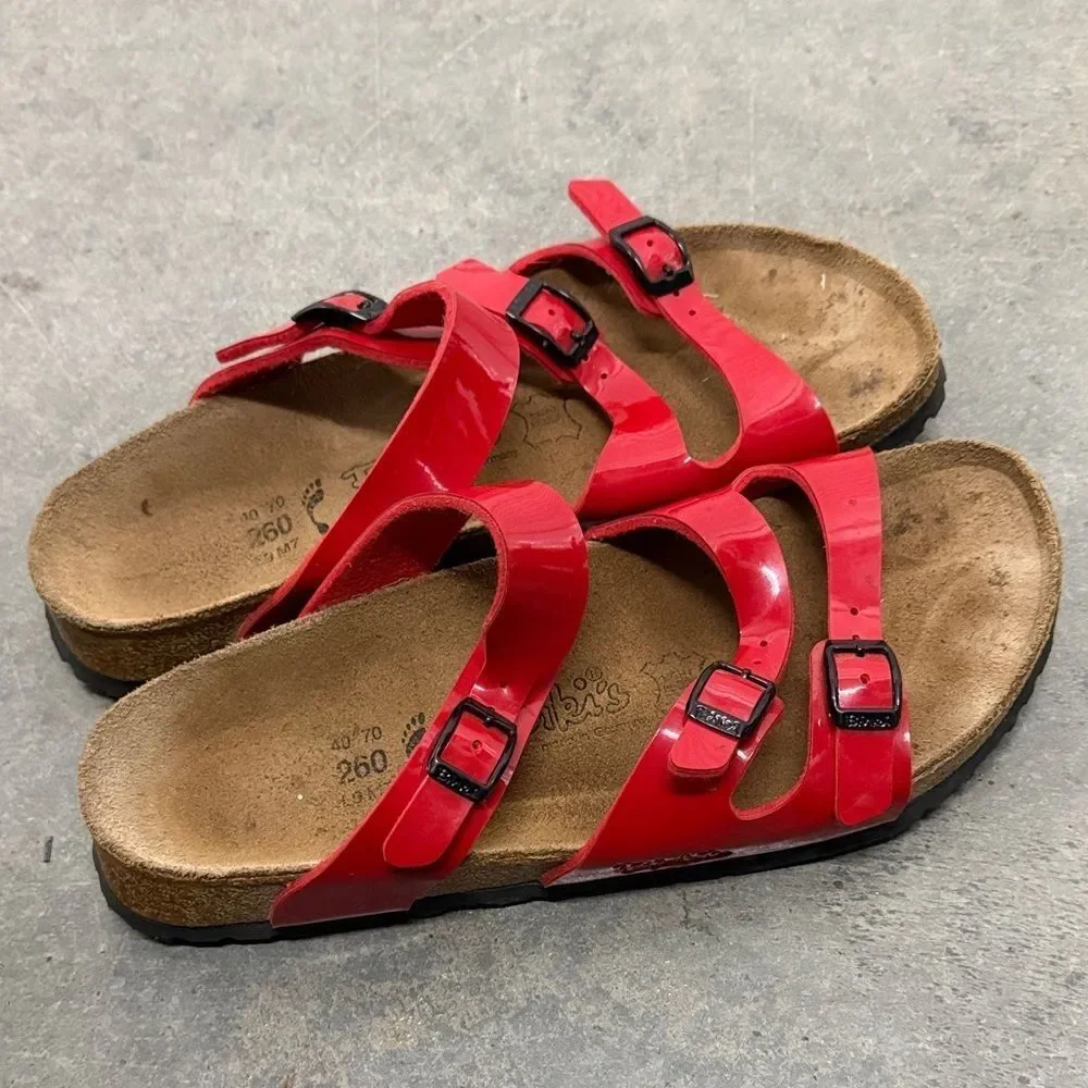 Birkenstock Kids Red Triple Strap Sandals